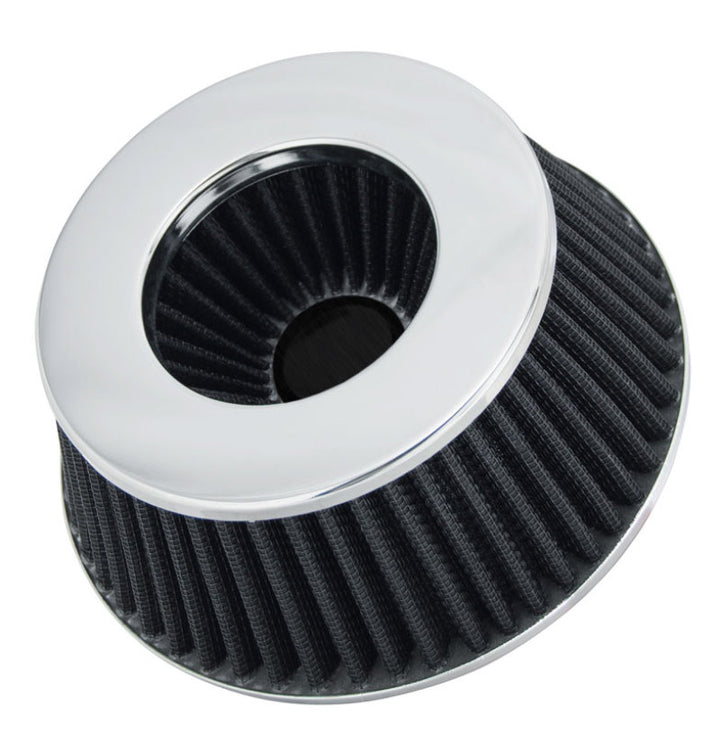Spectre Adjustable Conical Air Filter 2-1/2in. Tall (Fits 3in. / 3-1/2in. / 4in. Tubes) - Black - Bull Strap