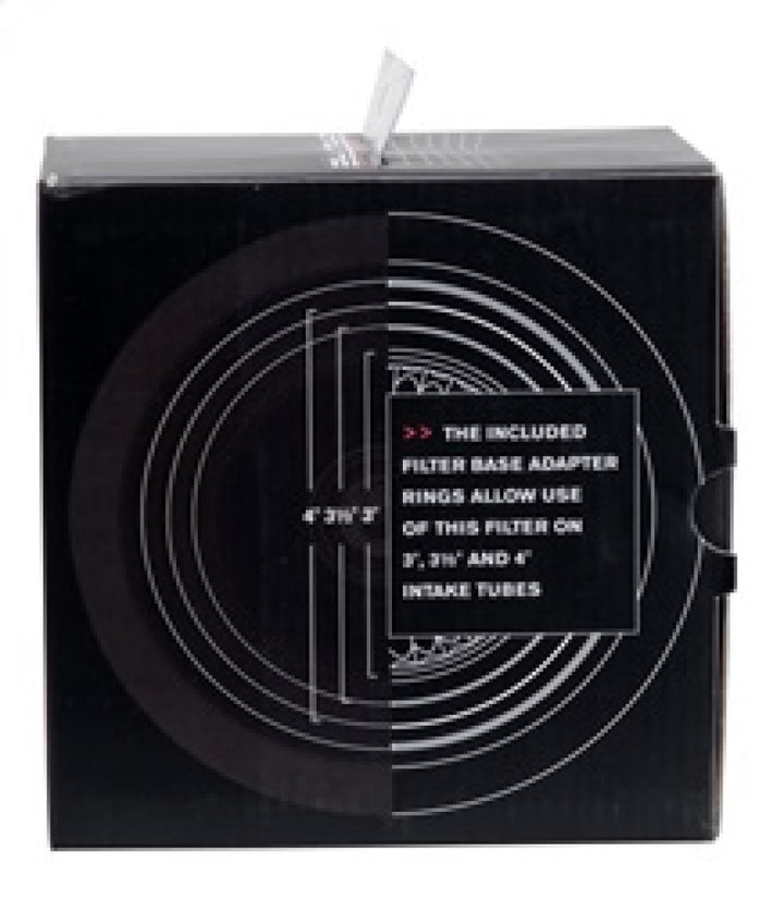 Spectre Adjustable Conical Air Filter 2-1/2in. Tall (Fits 3in. / 3-1/2in. / 4in. Tubes) - Black - Bull Strap
