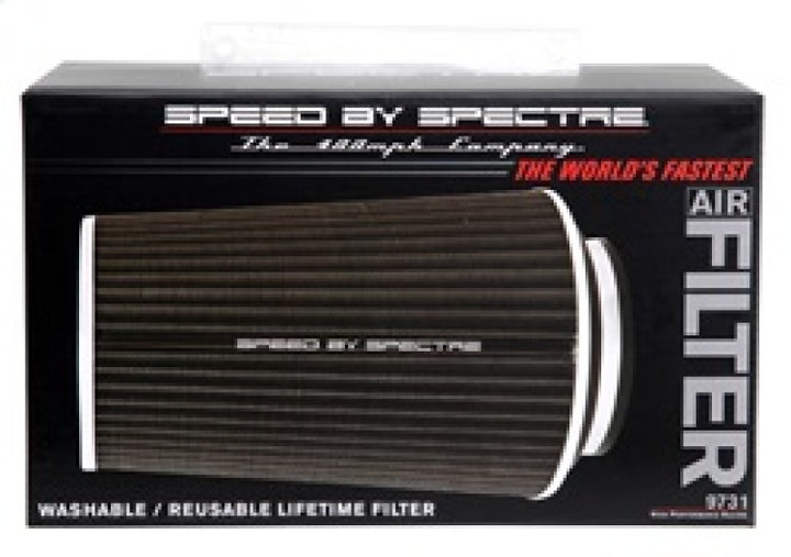 Spectre Adjustable Conical Air Filter 9-1/2in. Tall (Fits 3in. / 3-1/2in. / 4in. Tubes) - Black - Bull Strap