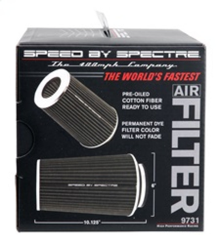 Spectre Adjustable Conical Air Filter 9-1/2in. Tall (Fits 3in. / 3-1/2in. / 4in. Tubes) - Black - Bull Strap