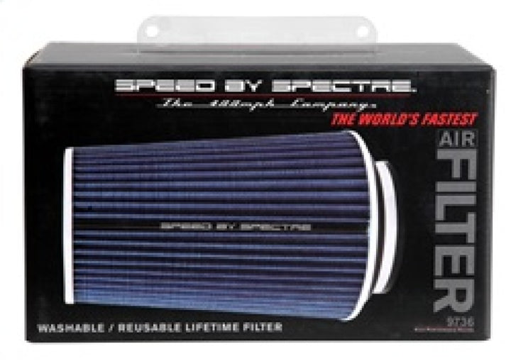 Spectre Adjustable Conical Air Filter 9-1/2in. Tall (Fits 3in. / 3-1/2in. / 4in. Tubes) - Blue - Bull Strap