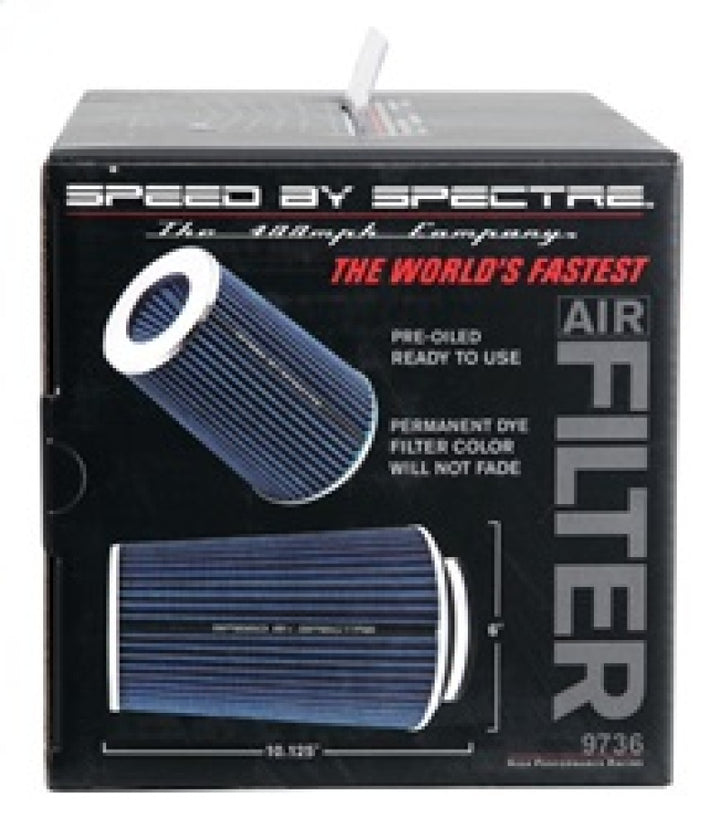Spectre Adjustable Conical Air Filter 9-1/2in. Tall (Fits 3in. / 3-1/2in. / 4in. Tubes) - Blue - Bull Strap