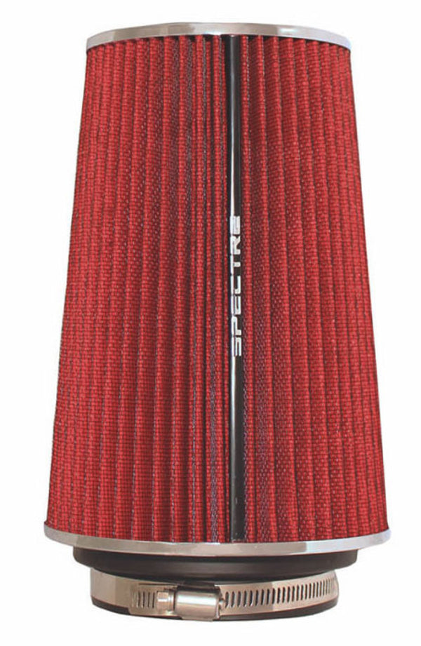Spectre Adjustable Conical Air Filter 9-1/2in. Tall (Fits 3in. / 3-1/2in. / 4in. Tubes) - Red - Bull Strap