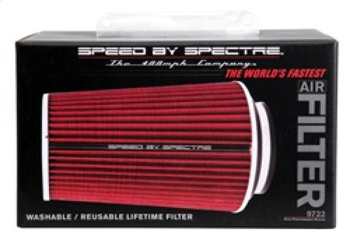 Spectre Adjustable Conical Air Filter 9-1/2in. Tall (Fits 3in. / 3-1/2in. / 4in. Tubes) - Red - Bull Strap