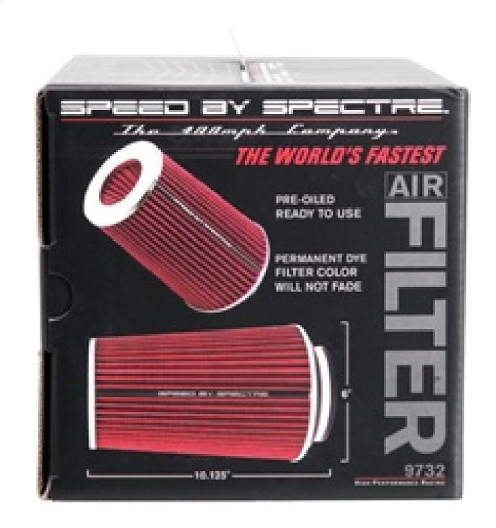 Spectre Adjustable Conical Air Filter 9-1/2in. Tall (Fits 3in. / 3-1/2in. / 4in. Tubes) - Red - Bull Strap