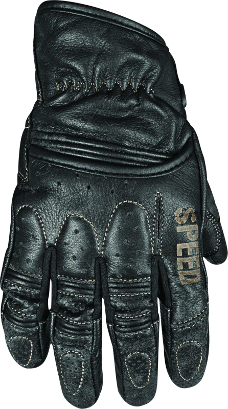 Speed and Strength Rust and Redemption Leather Gloves Black - Medium - Bull Strap