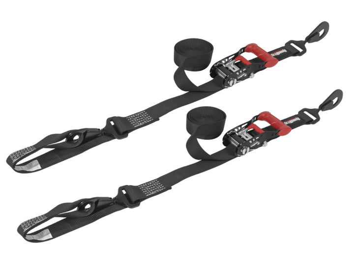 SpeedStrap 1 1/2In x 10Ft Ratchet Tie-Down w/ Soft-Tie (2 Pack) - Black - Bull Strap