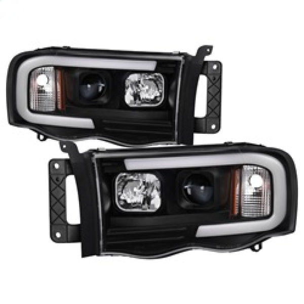 Spyder 02-05 Dodge Ram 1500 Light Bar Projector Headlights - Black (PRO-YD-DR02V2-LB-BK) - Bull Strap