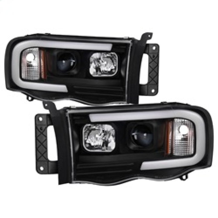 Spyder 02-05 Dodge Ram 1500 Light Bar Projector Headlights - Black (PRO-YD-DR02V2-LB-BK) - Bull Strap