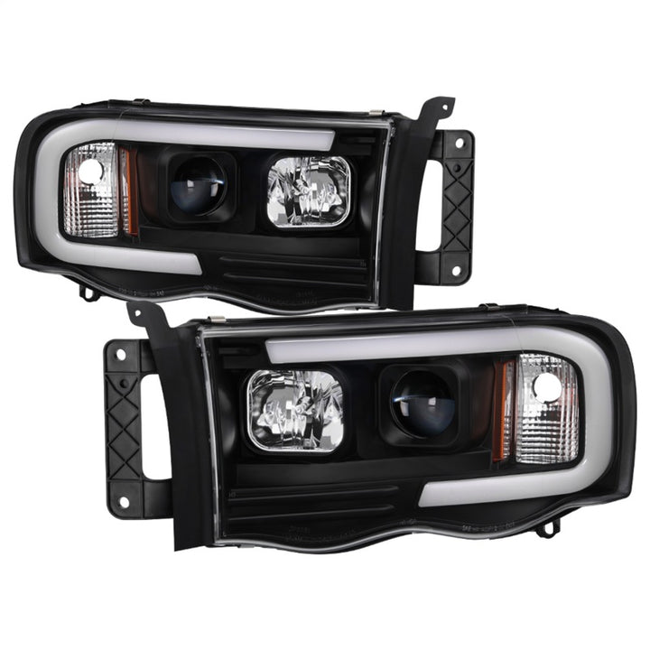 Spyder 02-05 Dodge Ram 1500 Light Bar Projector Headlights - Black (PRO-YD-DR02V2-LB-BK) - Bull Strap