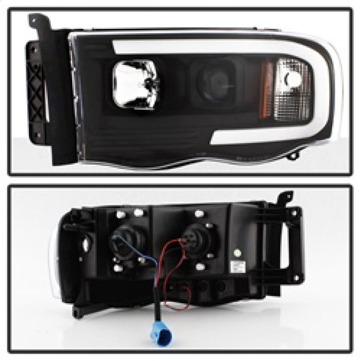 Spyder 02-05 Dodge Ram 1500 Light Bar Projector Headlights - Black (PRO-YD-DR02V2-LB-BK) - Bull Strap