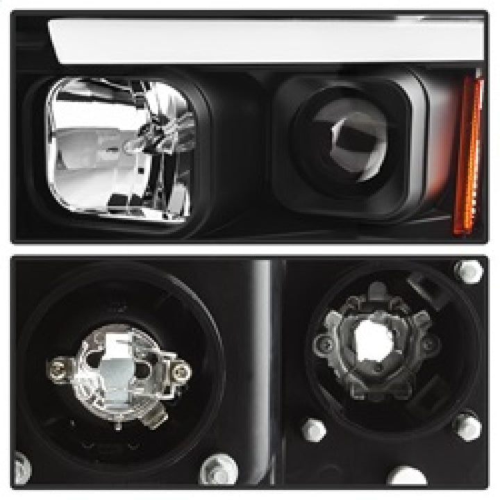 Spyder 02-05 Dodge Ram 1500 Light Bar Projector Headlights - Black (PRO-YD-DR02V2-LB-BK) - Bull Strap