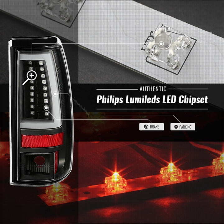 Spyder 03-06 Chevy Silverado - (Does Not Fit Stepside) LED Tail Lights - All Black ALT-YD-CS03V2-LED - Bull Strap