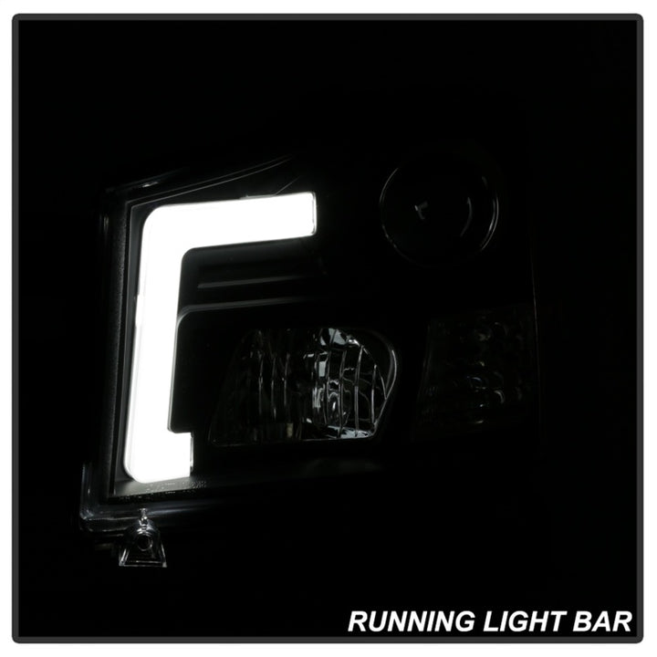 Spyder 04-15 Nissan Titan / 04-07 Nissan Armada V2 Projector Headlights - Black PRO-YD-NTI04-DRL-BK - Bull Strap