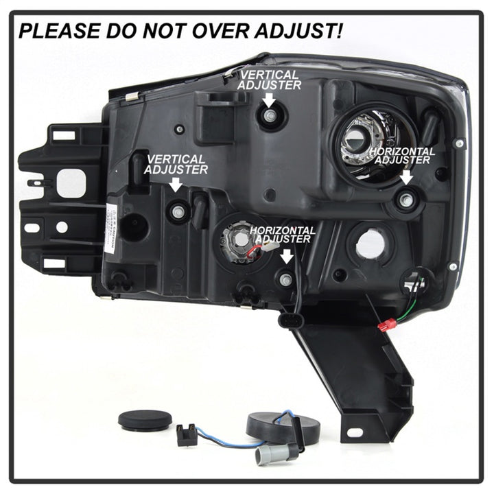 Spyder 04-15 Nissan Titan / 04-07 Nissan Armada V2 Projector Headlights - Black PRO-YD-NTI04-DRL-BK - Bull Strap