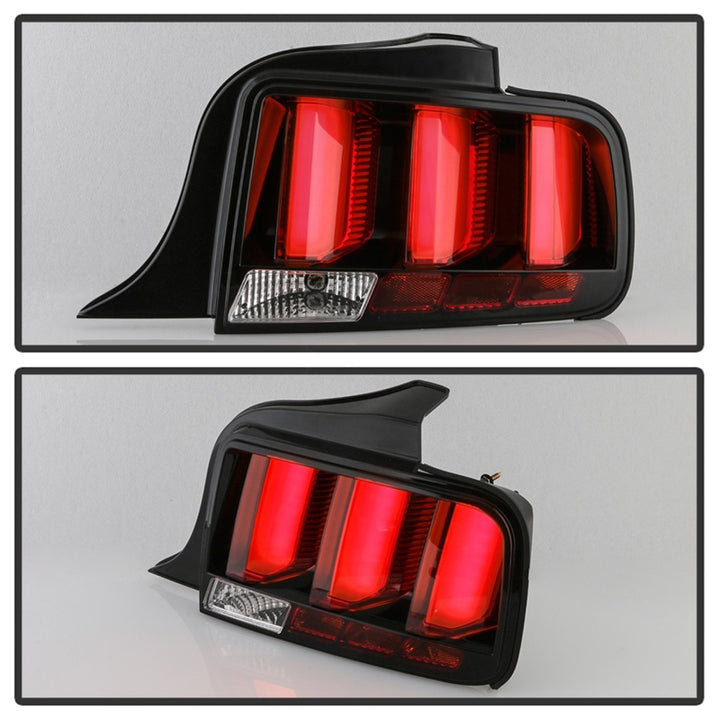 Spyder 05-09 Ford Mustang (Red Light Bar) LED Tail Lights - Black ALT-YD-FM05V3-RBLED-BK - Bull Strap