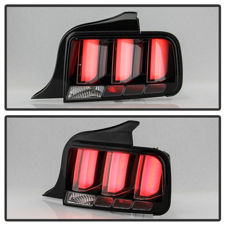 Spyder 05-09 Ford Mustang (White Light Bar) LED Tail Lights - Black ALT-YD-FM05V3-LED-BK - Bull Strap