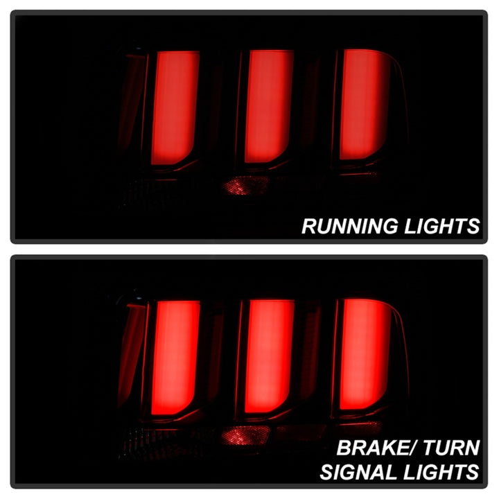 Spyder 05-09 Ford Mustang (White Light Bar) LED Tail Lights - Black ALT-YD-FM05V3-LED-BK - Bull Strap