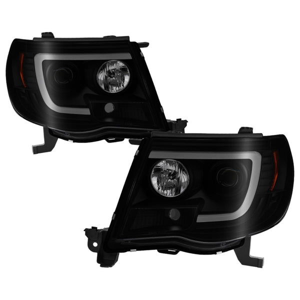 Spyder 05-11 Toyota Tacoma Ver 2 Proj Headlights - Light Bar DRL - Black Smoke PRO-YD-TT05V2-LB-BSM - Bull Strap