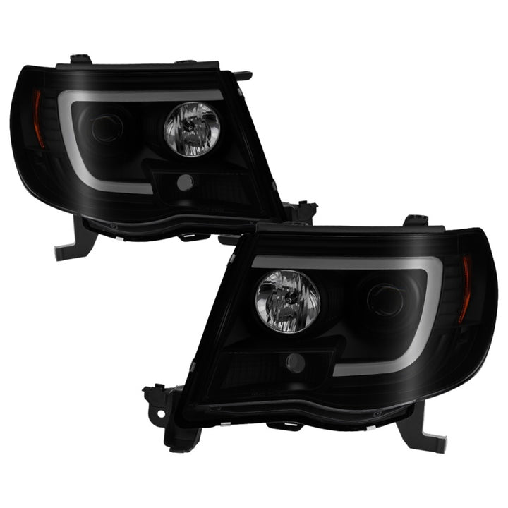 Spyder 05-11 Toyota Tacoma Ver 2 Proj Headlights - Light Bar DRL - Black Smoke PRO-YD-TT05V2-LB-BSM - Bull Strap