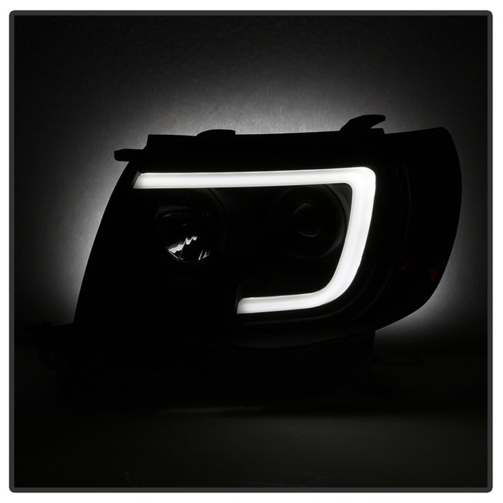 Spyder 05-11 Toyota Tacoma Ver 2 Proj Headlights - Light Bar DRL - Black Smoke PRO-YD-TT05V2-LB-BSM - Bull Strap