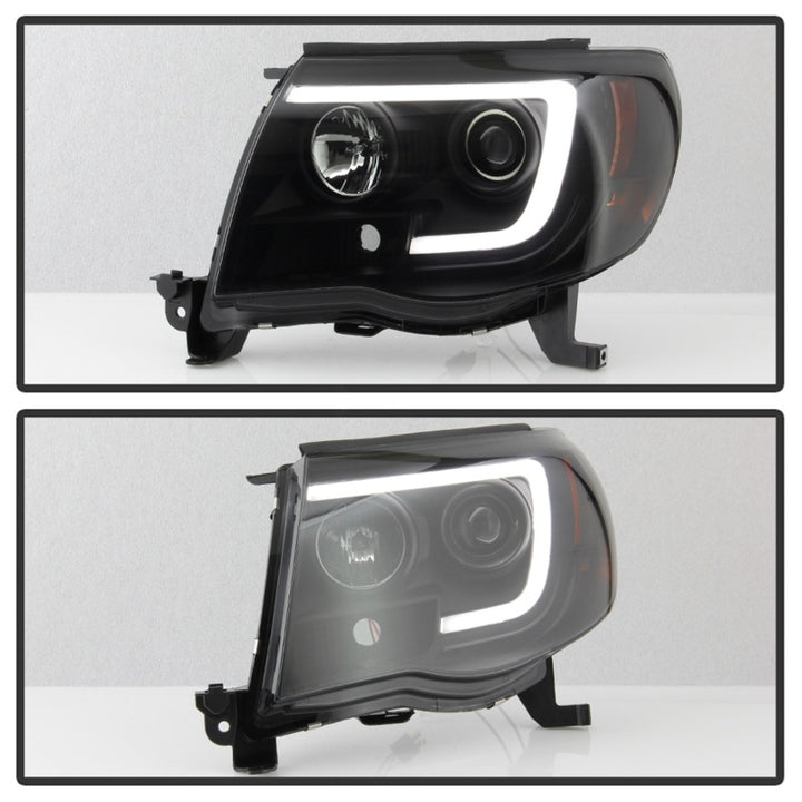 Spyder 05-11 Toyota Tacoma Ver 2 Proj Headlights - Light Bar DRL - Black Smoke PRO-YD-TT05V2-LB-BSM - Bull Strap