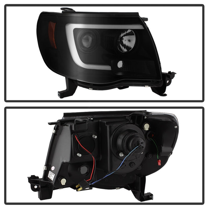 Spyder 05-11 Toyota Tacoma Ver 2 Proj Headlights - Light Bar DRL - Black Smoke PRO-YD-TT05V2-LB-BSM - Bull Strap