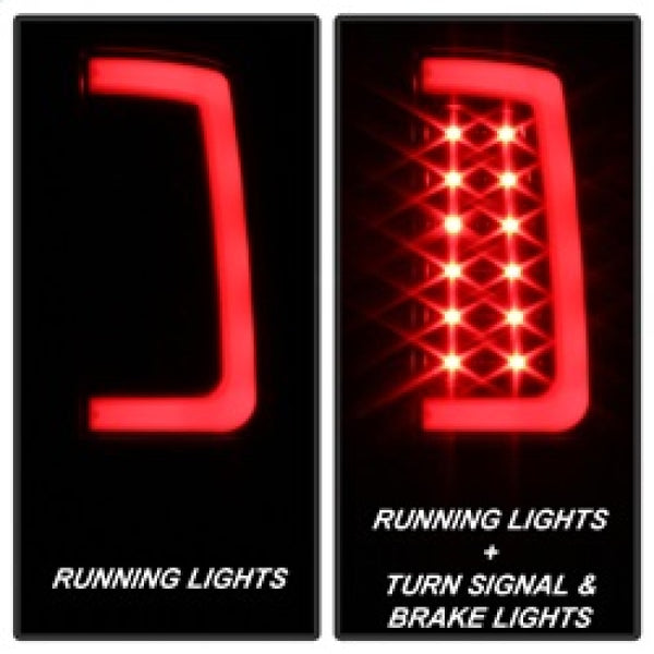 Spyder 07-13 GMC Sierra 1500 V2 Light Bar LED Tail Lights - Black (ALT-YD-GS07V2-LBLED-BK) - Bull Strap