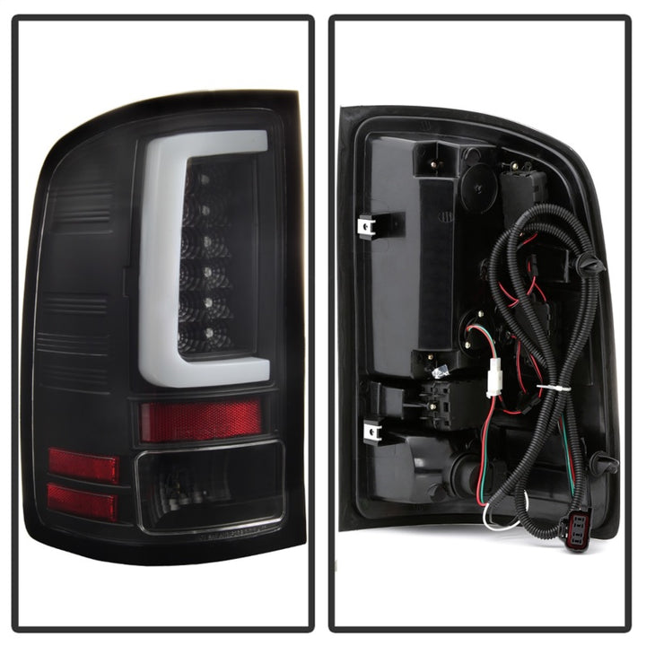 Spyder 07-13 GMC Sierra 1500 V2 Light Bar LED Tail Lights - Black (ALT-YD-GS07V2-LBLED-BK) - Bull Strap