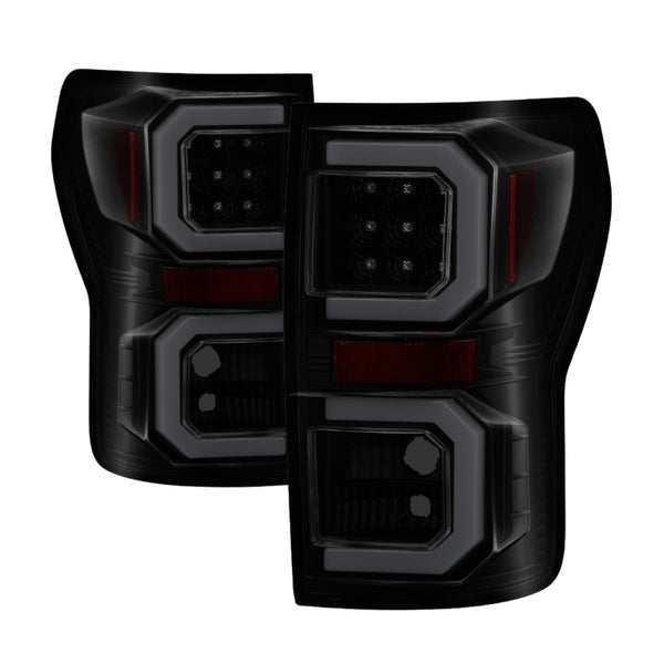 Spyder 07-13 Toyota Tundra V2 Light Bar LED Tail Lights - Smoke ALT-YD-TTU07V2-LB-BSM - Bull Strap