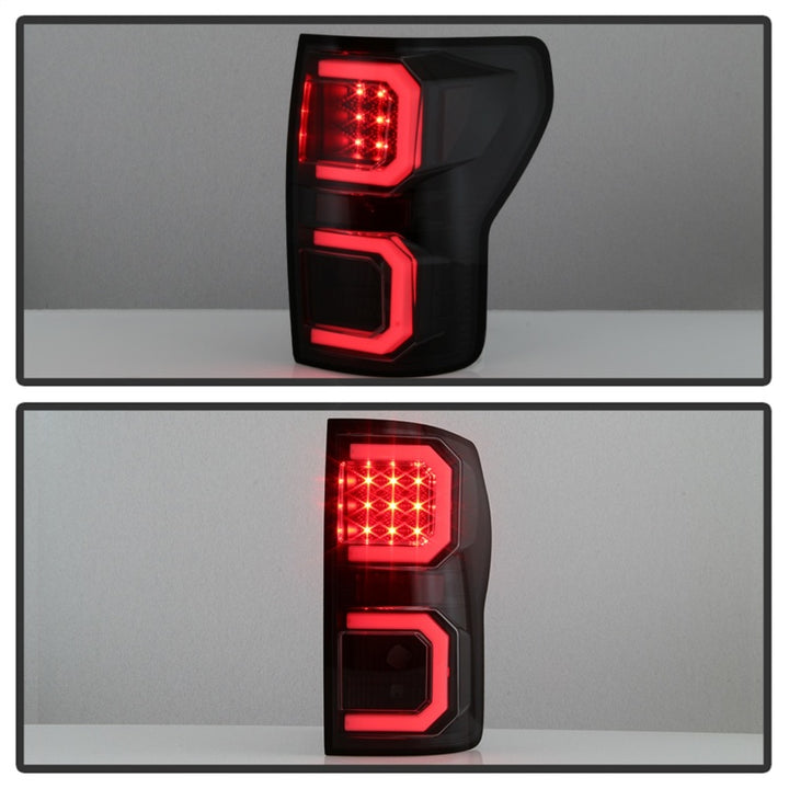 Spyder 07-13 Toyota Tundra V2 Light Bar LED Tail Lights - Smoke ALT-YD-TTU07V2-LB-BSM - Bull Strap