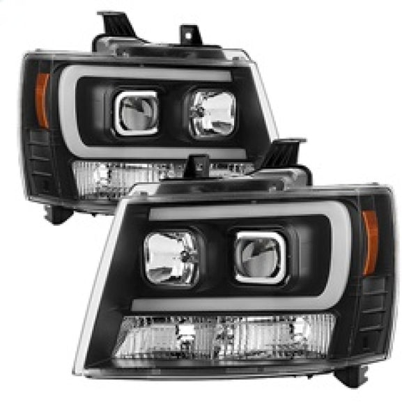 Spyder 07-14 Chevy Suburban/1500/2500/Tahoe V2 Projector Headlights Blk PRO-YD-CSUB07V2-DRL-BK - Bull Strap