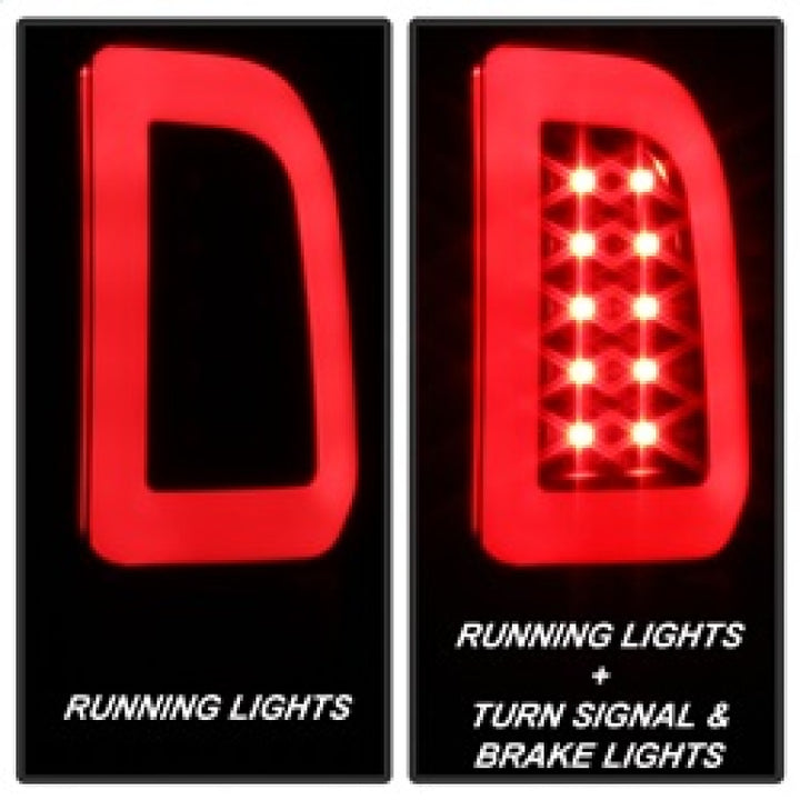 Spyder 08-16 Ford Super Duty F-250 V3 Light Bar LED Tail Lights - Black (ALT-YD-FS07V3-LBLED-BK) - Bull Strap