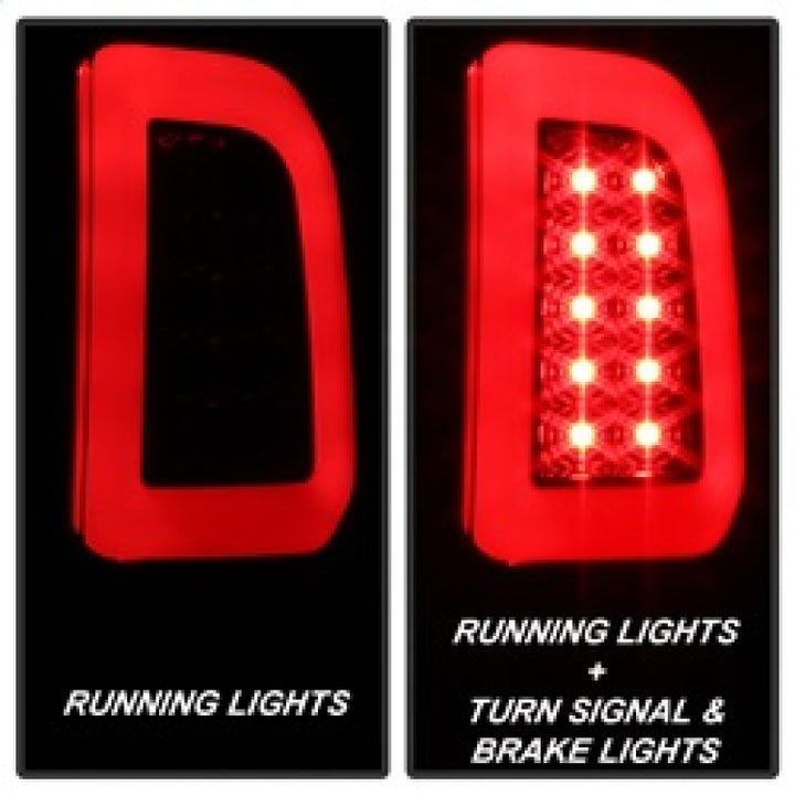 Spyder 08-16 Ford Super Duty F-250 V3 Light Bar LED Tail Lights - Blk Smoke ALT-YD-FS07V3-LBLED-BSM - Bull Strap