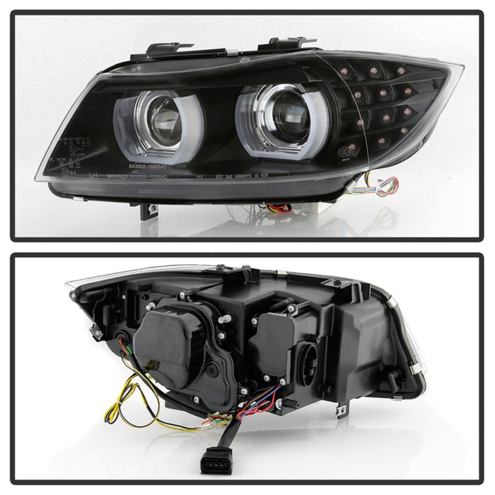 Spyder 09-12 BMW E90 3-Series 4DR HID w/ AFS Only - LED Turn - Black - PRO-YD-BMWE9009-AFSHID-BK - Bull Strap