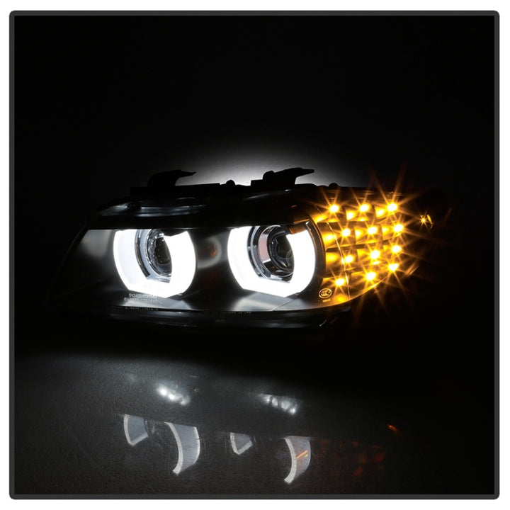 Spyder 09-12 BMW E90 3-Series 4DR Projector Headlights Halogen - LED - Black - PRO-YD-BMWE9009-BK - Bull Strap