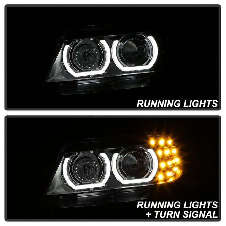 Spyder 09-12 BMW E90 3-Series 4DR Projector Headlights Halogen - LED - Black - PRO-YD-BMWE9009-BK - Bull Strap