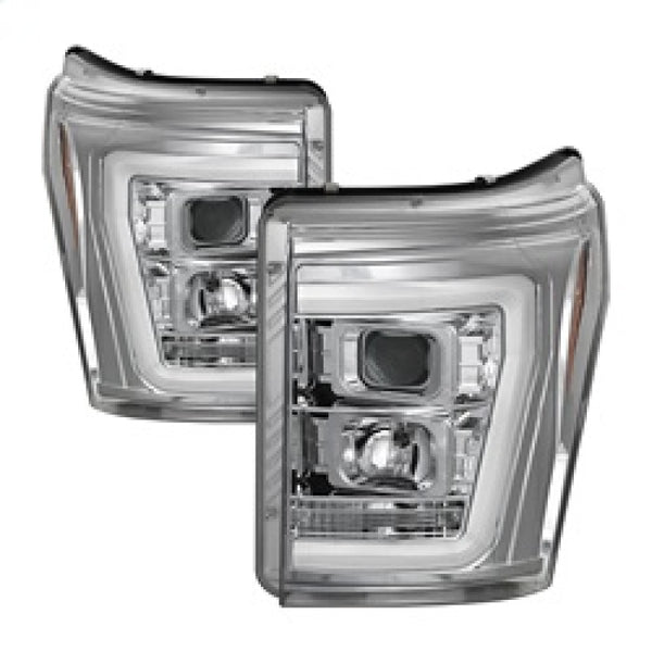 Spyder 11-16 Ford F-250/F-350 V2 Projector Headlights - Light Bar DRL - Chrome PRO-YD-FS11V2-LB-C - Bull Strap