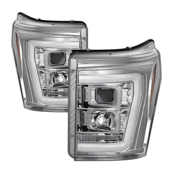 Spyder 11-16 Ford F-250/F-350 V2 Projector Headlights - Light Bar DRL - Chrome PRO-YD-FS11V2-LB-C - Bull Strap