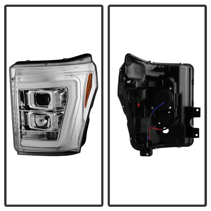 Spyder 11-16 Ford F-250/F-350 V2 Projector Headlights - Light Bar DRL - Chrome PRO-YD-FS11V2-LB-C - Bull Strap