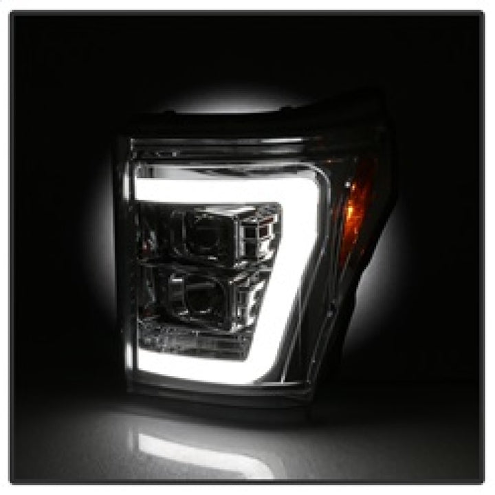 Spyder 11-16 Ford F-250/F-350 V2 Projector Headlights - Light Bar DRL - Chrome PRO-YD-FS11V2-LB-C - Bull Strap