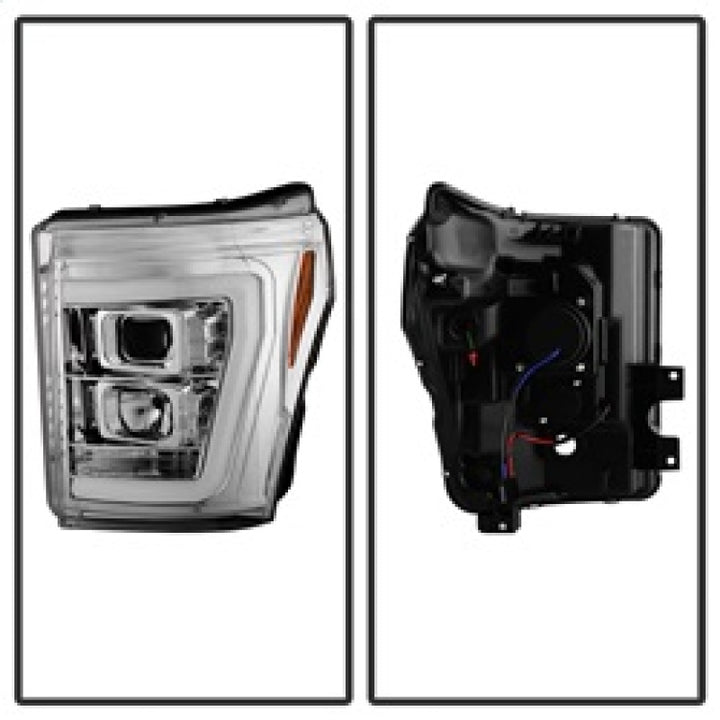 Spyder 11-16 Ford F-250/F-350 V2 Projector Headlights - Light Bar DRL - Chrome PRO-YD-FS11V2-LB-C - Bull Strap