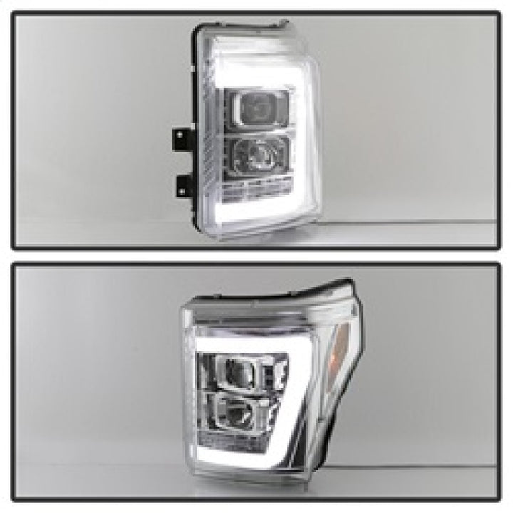 Spyder 11-16 Ford F-250/F-350 V2 Projector Headlights - Light Bar DRL - Chrome PRO-YD-FS11V2-LB-C - Bull Strap
