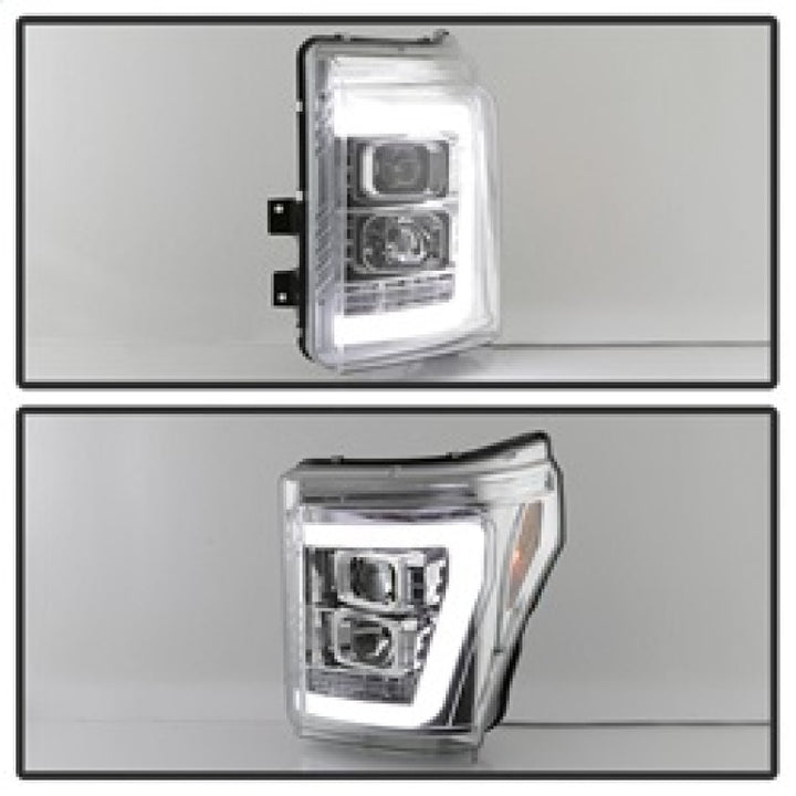 Spyder 11-16 Ford F-250/F-350 V2 Projector Headlights - Light Bar DRL - Chrome PRO-YD-FS11V2-LB-C - Bull Strap