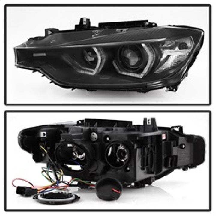 Spyder 12-14 BMW F30 3 Series 4DR Projector Headlights - LED DRL - Black (PRO-YD-BMWF3012-DRL-BK) - Bull Strap