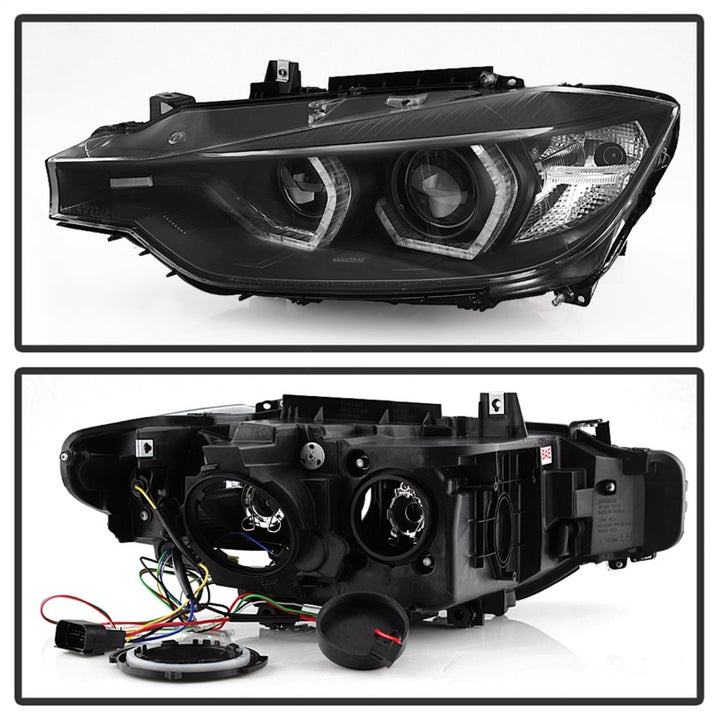 Spyder 12-14 BMW F30 3 Series 4DR Projector Headlights - LED DRL - Black (PRO-YD-BMWF3012-DRL-BK) - Bull Strap