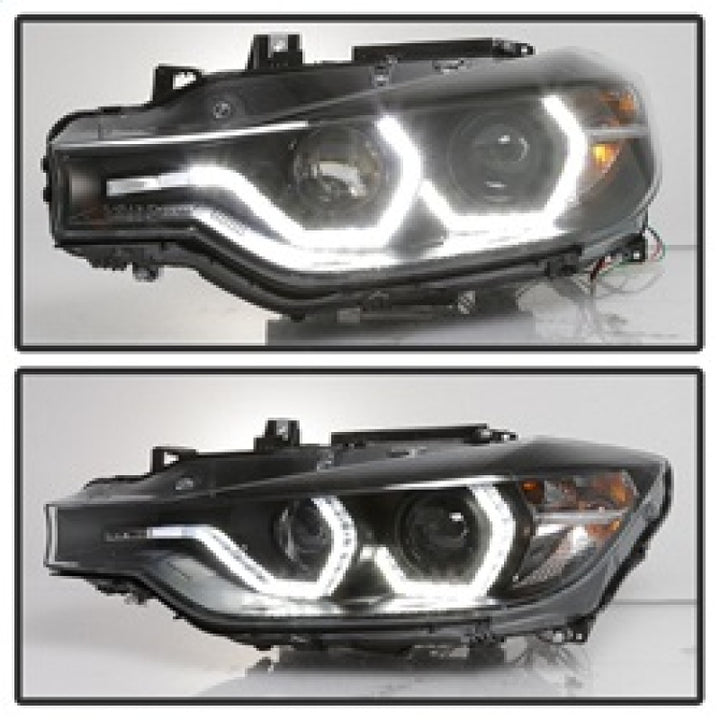 Spyder 12-14 BMW F30 3 Series 4DR Projector Headlights - LED DRL - Black (PRO-YD-BMWF3012-DRL-BK) - Bull Strap