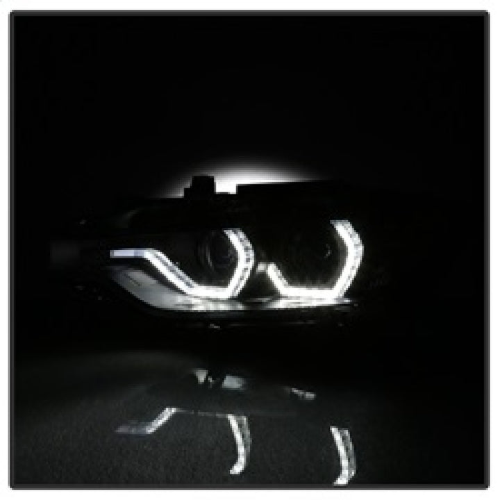 Spyder 12-14 BMW F30 3 Series 4DR Projector Headlights - LED DRL - Black (PRO-YD-BMWF3012-DRL-BK) - Bull Strap