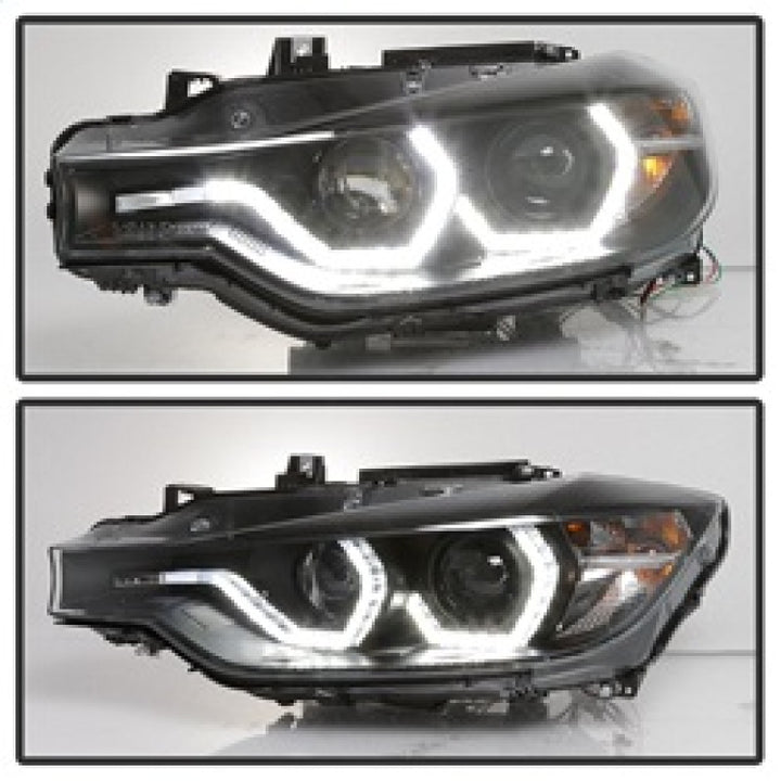 Spyder 12-14 BMW F30 3 Series 4DR Projector Headlights - LED DRL - Black (PRO-YD-BMWF3012-DRL-BK) - Bull Strap