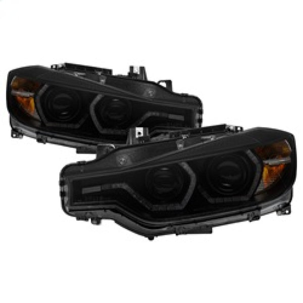 Spyder 12-14 BMW F30 3 Series 4DR Projector Headlights - LED DRL - Blk Smoke PRO-YD-BMWF3012-DRL-BSM - Bull Strap